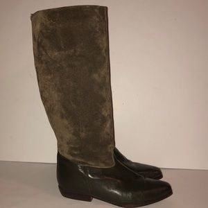 Vintage Unisa tall suede leather green boots SZ.7